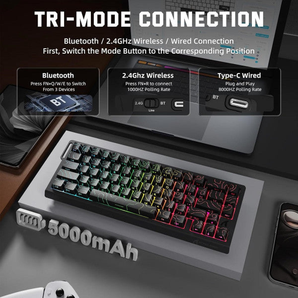 ATTACK SHARK X68 PRO HE Wireless Magnetic Switch (Black Contours)