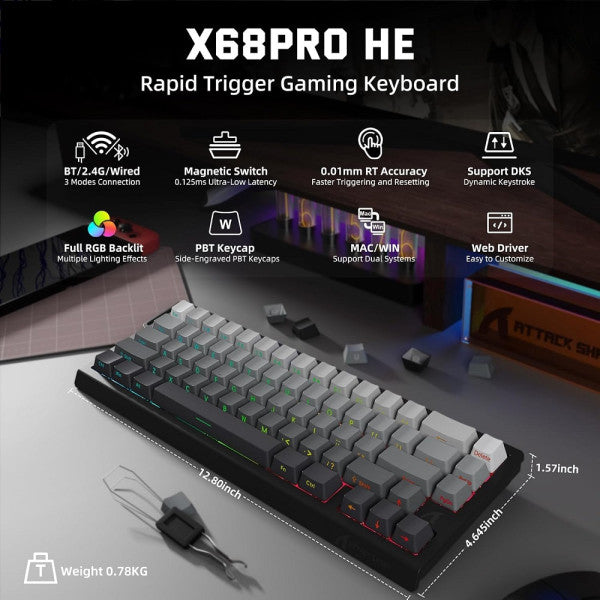 ATTACK SHARK X68 PRO HE Wireless Magnetic Switch (Moonlit Night)