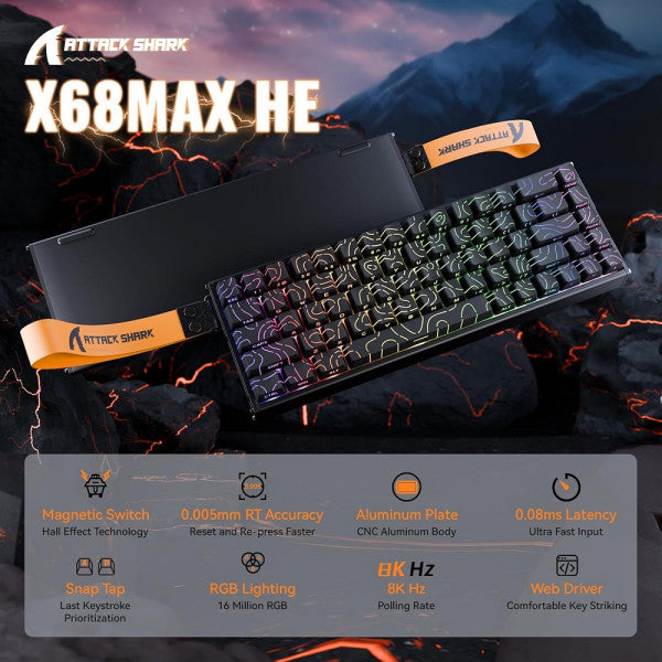 ATTACK SHARK X68MAX HE Magnetic Switch (Black Contours)