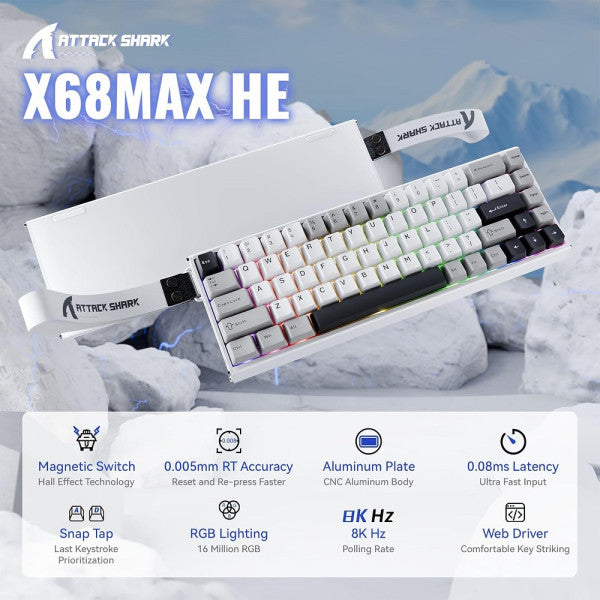ATTACK SHARK X68MAX HE Magnetic Switch (Star White)