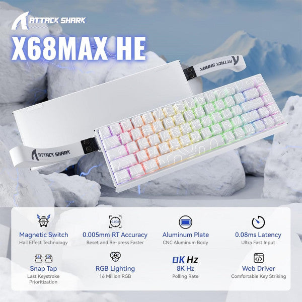 ATTACK SHARK X68MAX HE Magnetic Switch (White Contours)