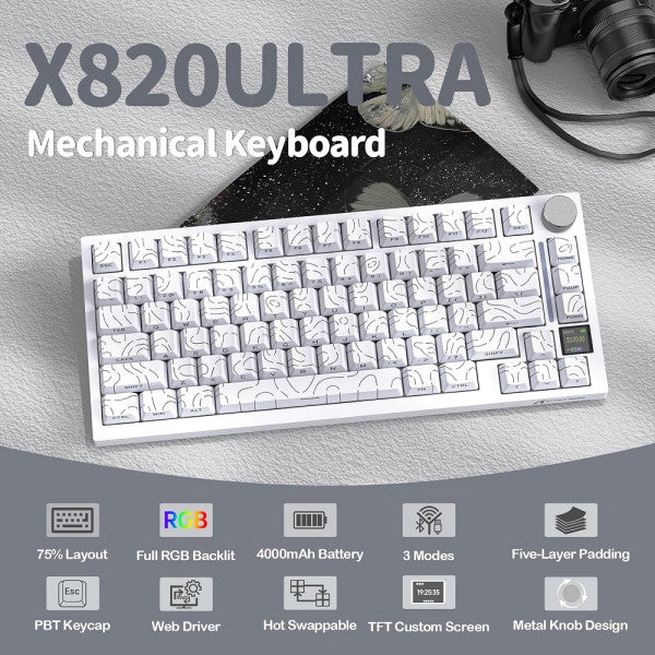 ATTACK SHARK X820 Ultra Shark Switch (White Contours)