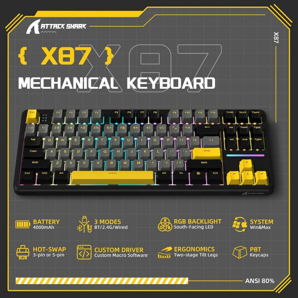 ATTACK SHARK X87 Strawberry Switch (Star Black)