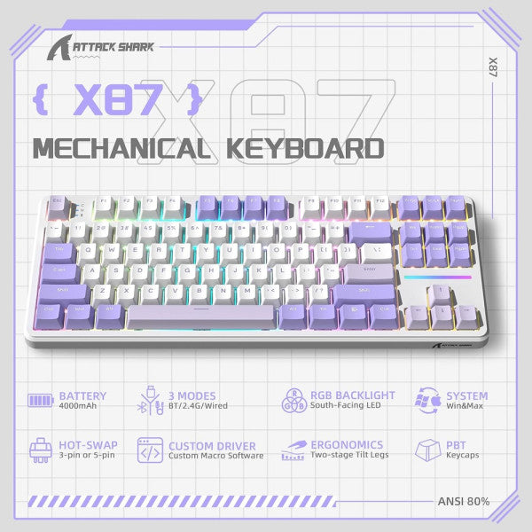 ATTACK SHARK X87 Strawberry Switch (Twilight)