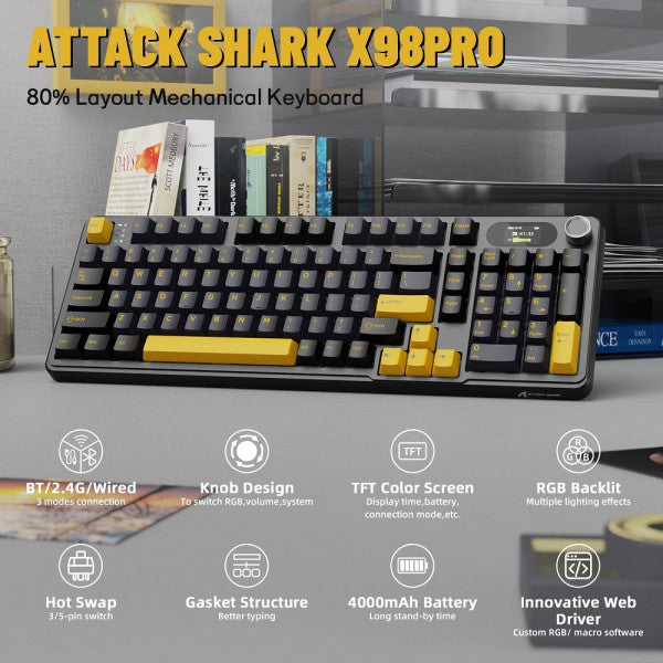 ATTACK SHARK X98 PRO Wireless Blueberry Switch (Star Black)