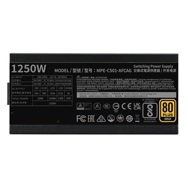 Cooler Master MWE Gold 1250 Full Modular V2 ATX 3.1 80PLUS GOLD 1250W