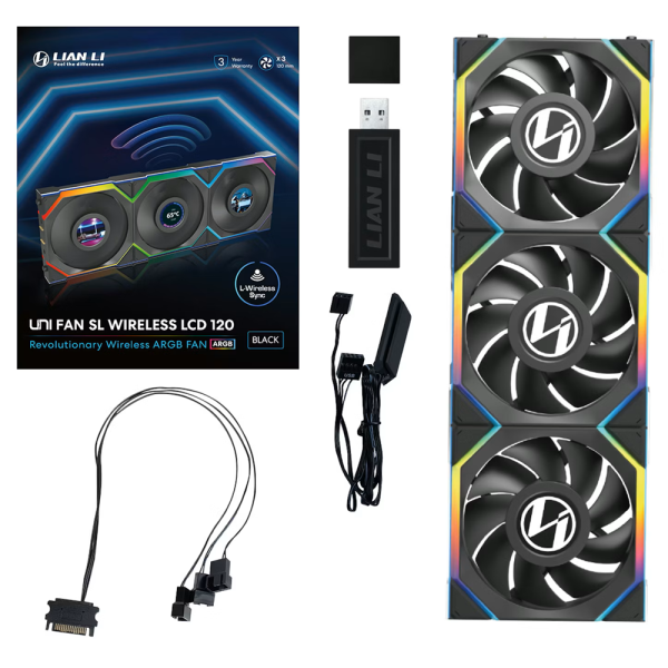Lian Li UNI Fan SL Wireless LCD Reverse 120 Black (Triple Pack)