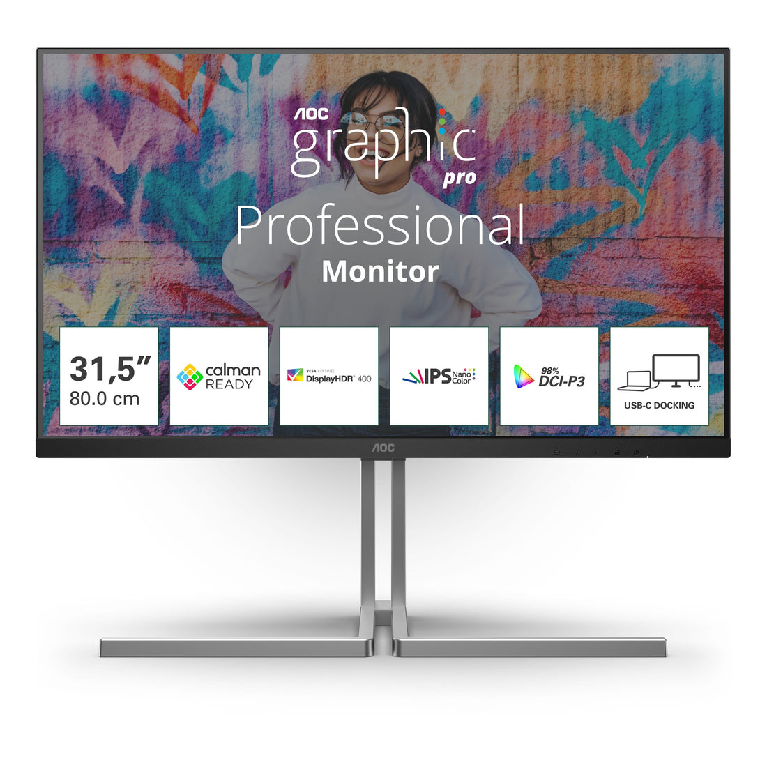 Moniteur AOC Graphic Pro U32U3CV 31.5" UHD IPS 60Hz - Photo 1