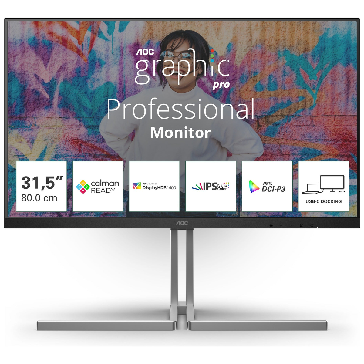 Moniteur AOC Graphic Pro U32U3CV 31.5" UHD IPS 60Hz - Photo 1