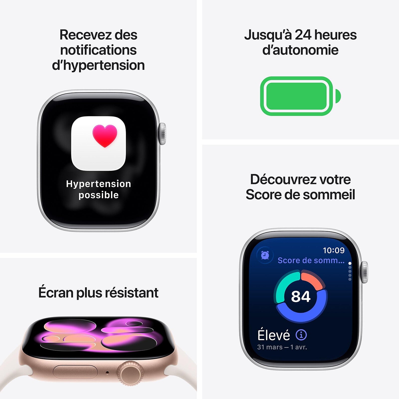 Apple Watch Series 11 GPS Aluminium 42mm - Argent bracelet Brume violette taille M/L - Maydan.ma