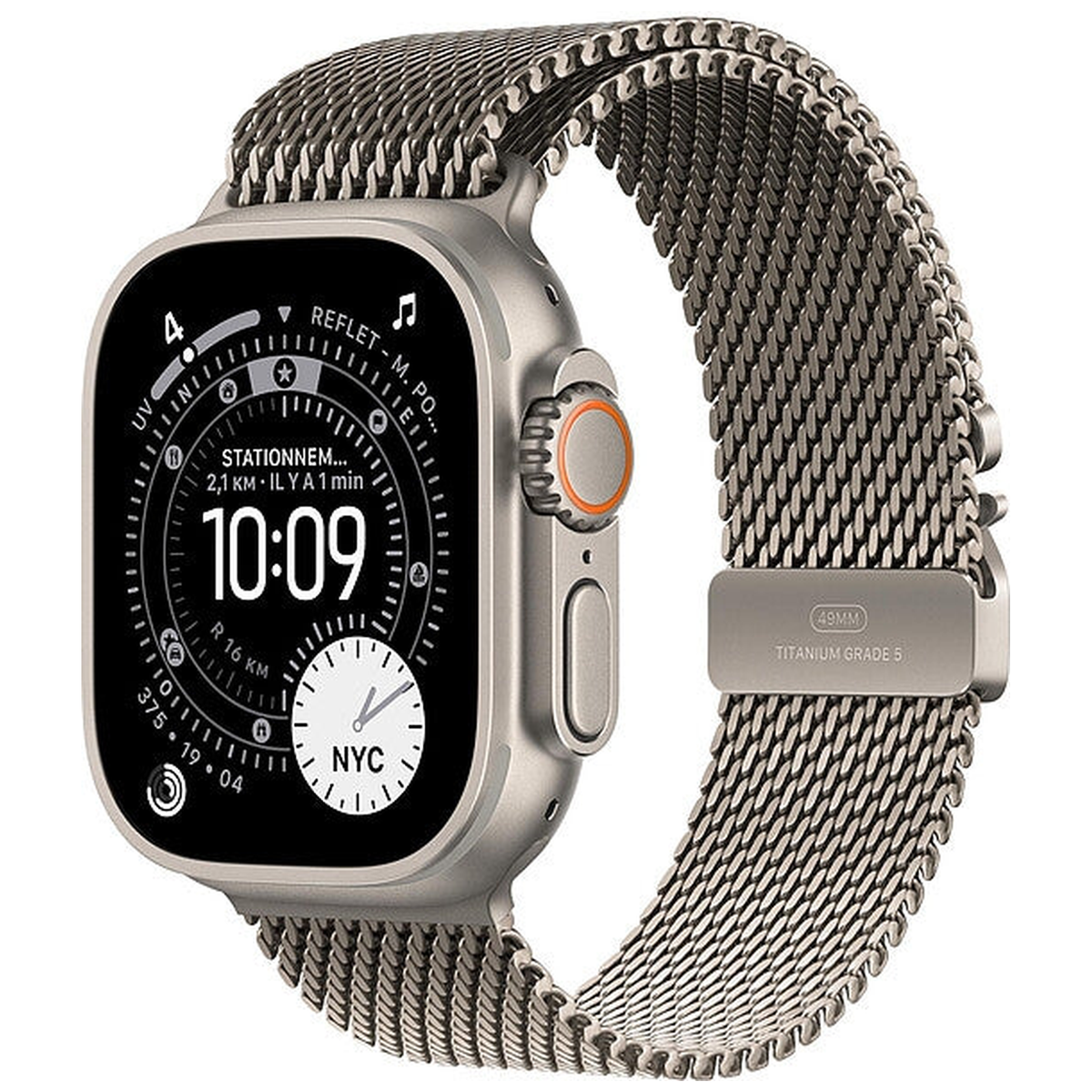 Apple Watch Ultra 3 GPS + Cellular 49 mm Titane naturel Bracelet Milanais en titane Naturel Small - Maydan.ma