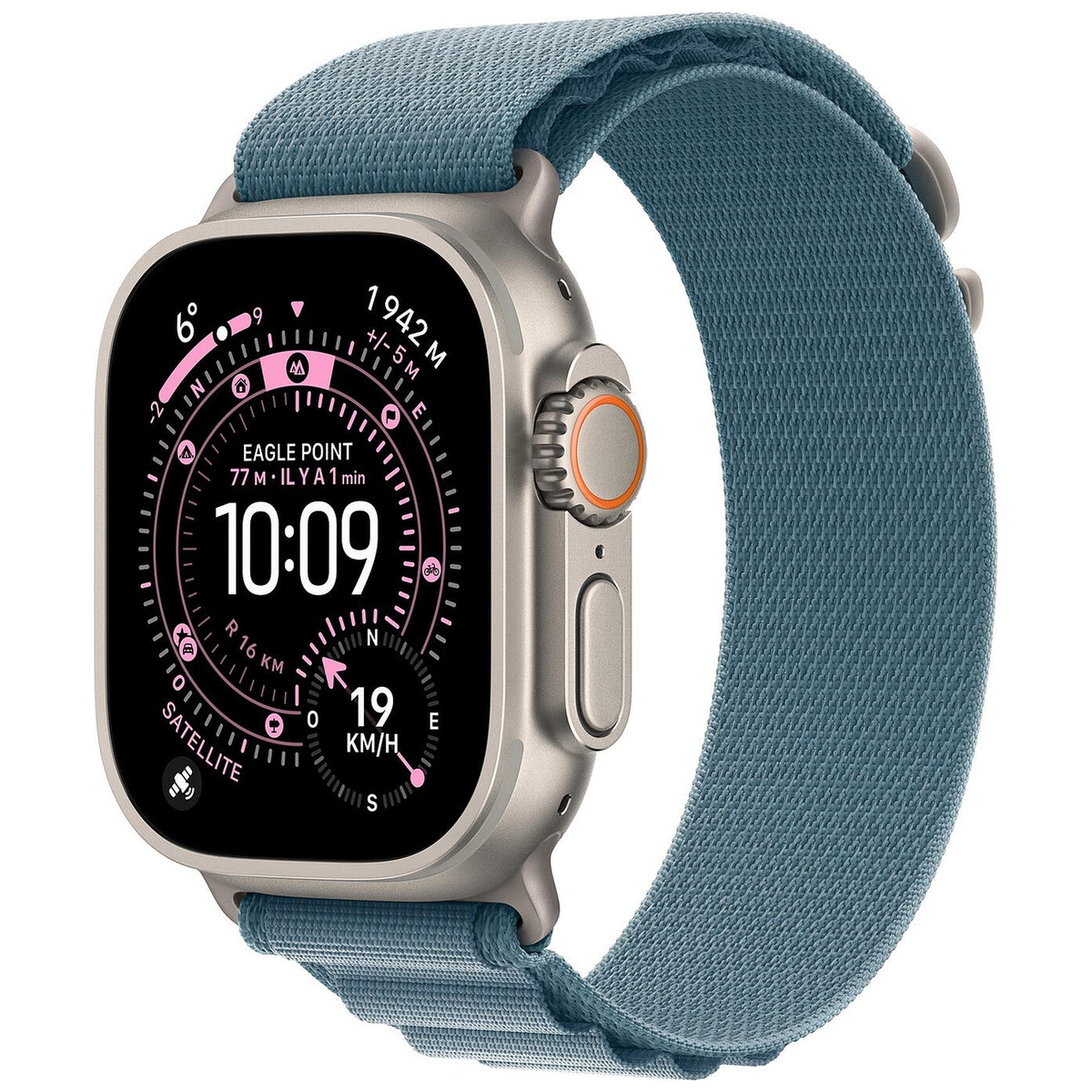 Apple Watch Ultra 3 GPS + Cellular 49 mm Titane naturel Boucle Alpine Bleu Clair Large - Maydan.ma