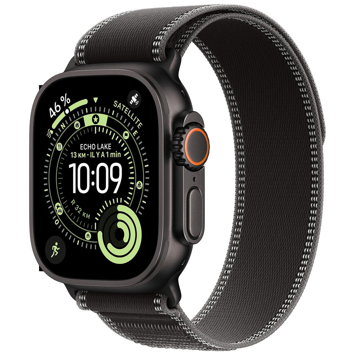 Apple Watch Ultra 3 GPS + Cellular 49 mm Titane noir Boucle Trail Noir/charbon S/M - Maydan.ma