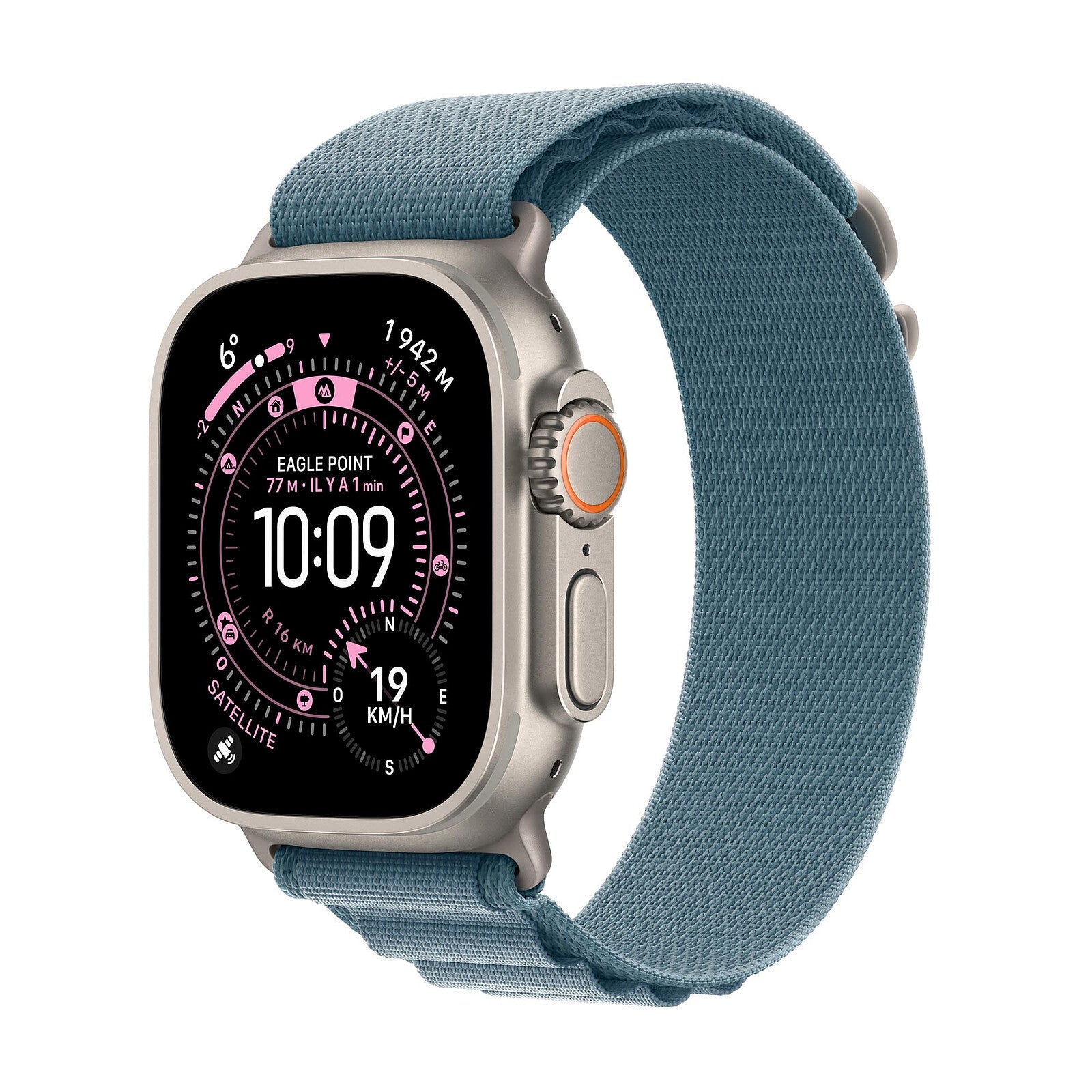 Apple Watch Ultra 3 GPS + Cellular 49 mm Titane naturel Boucle Alpine Bleu Clair Medium - Maydan.ma