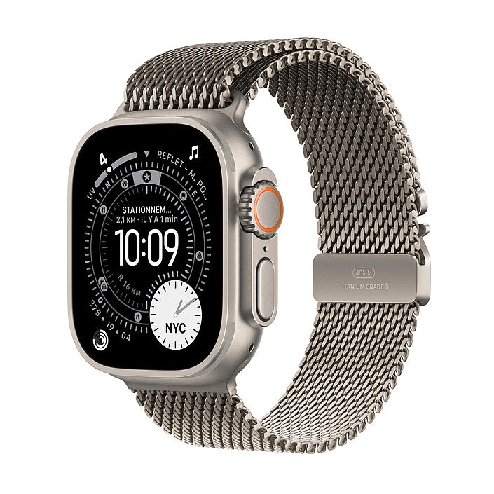 Apple Watch Ultra 3 GPS + Cellular 49 mm Titane naturel Bracelet Milanais en titane Naturel Small - Maydan.ma