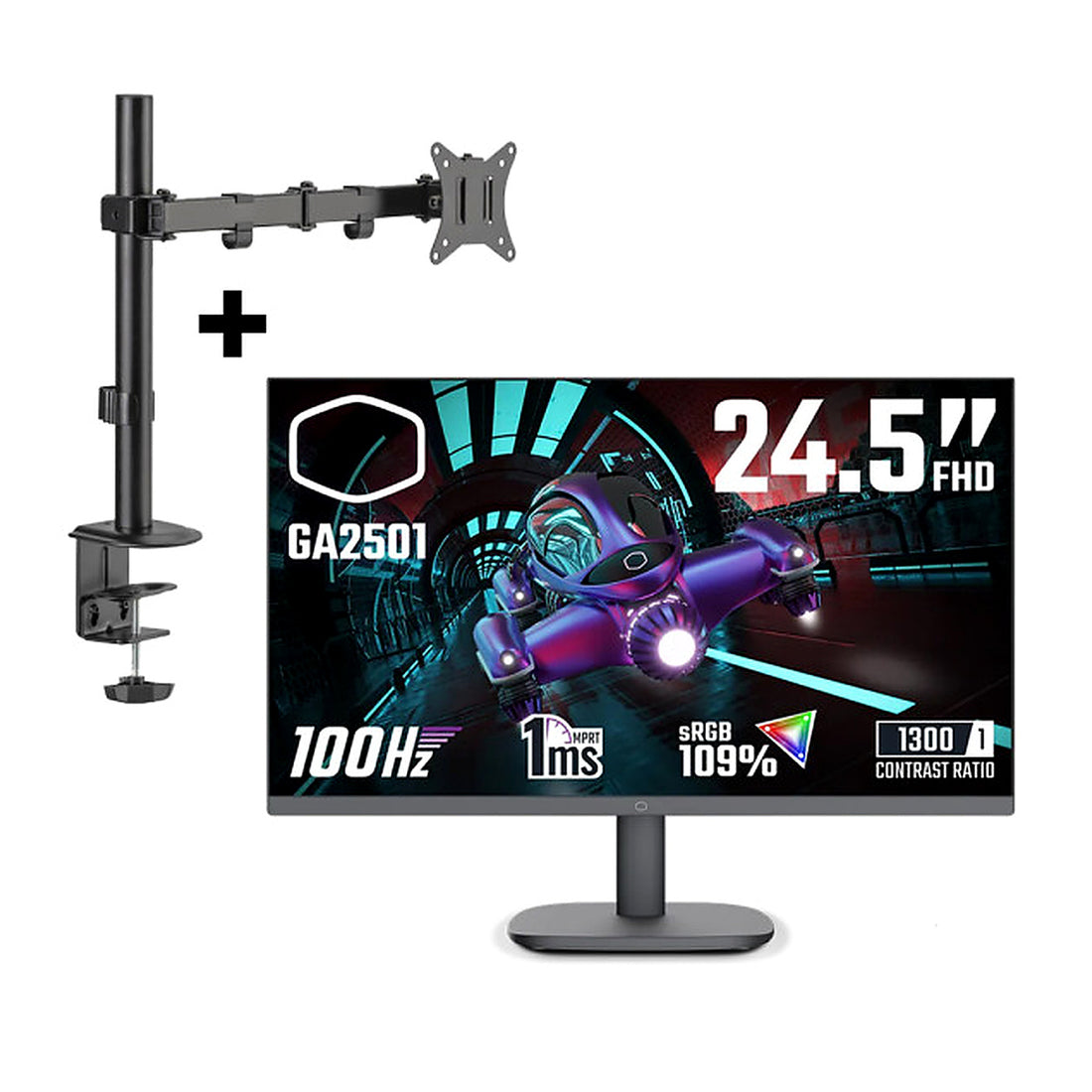 Pack Cooler Master GA2501 24.5" FHD IPS 100Hz + XTRMLAB X210C au Maroc - vue principale