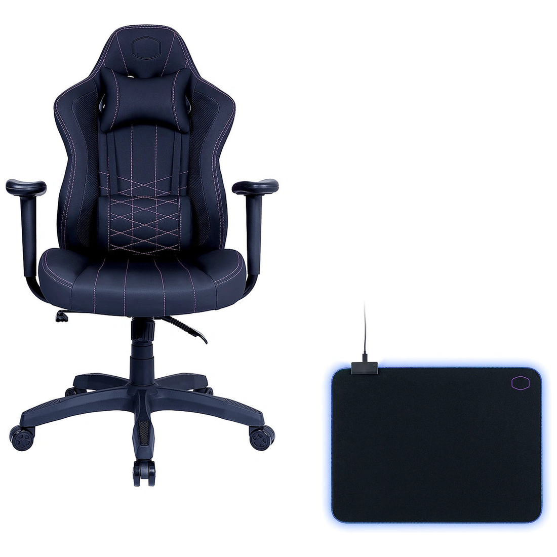 Pack chaise Cooler Master Caliber E1 Black avec tapis MP750 RGB Medium - Vue pack - Maydan.ma
