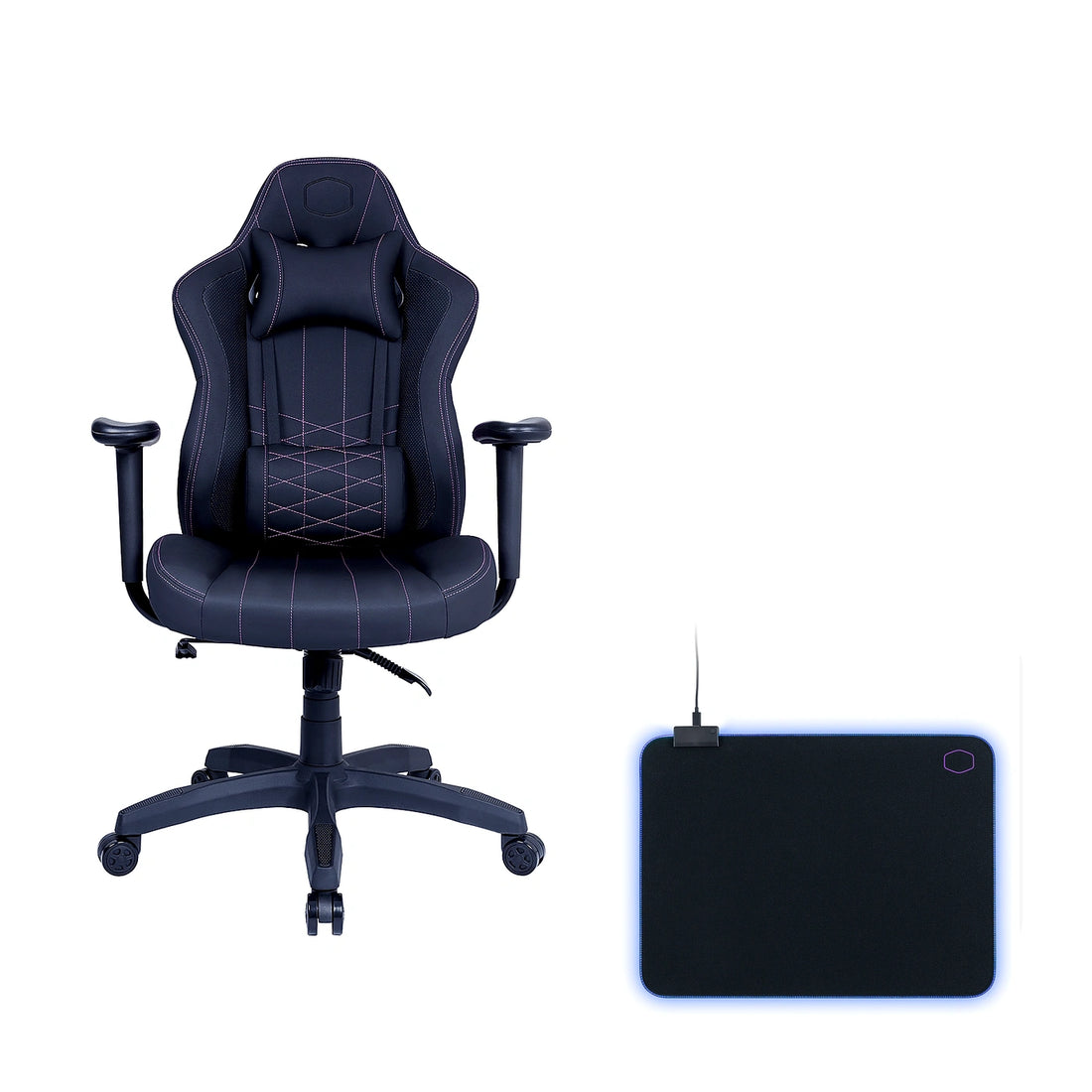 Pack chaise Cooler Master Caliber E1 Black avec tapis MP750 RGB Medium - Vue pack - Maydan.ma