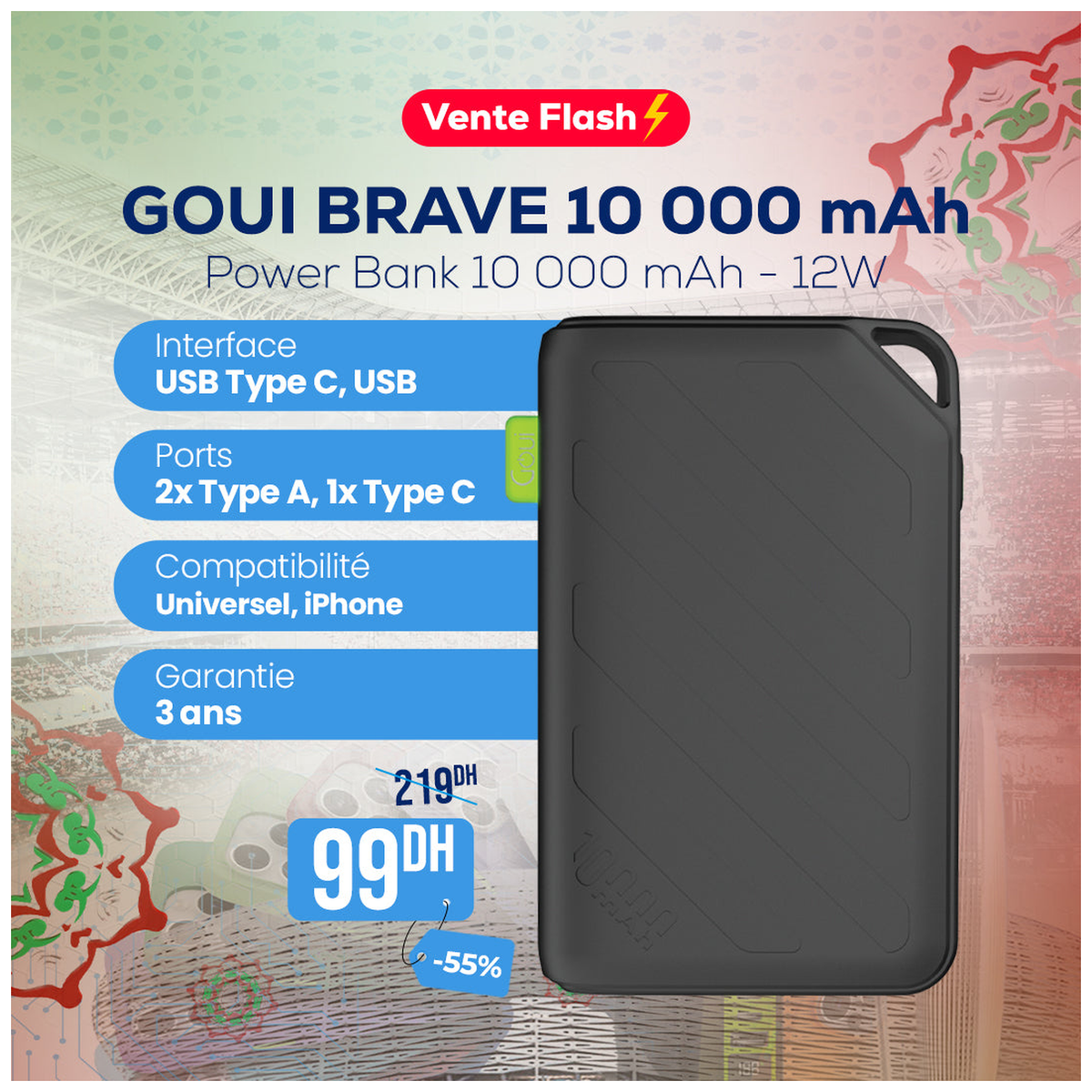 Goui Brave Power Bank 10 000 mAh - 12W - Photo 1