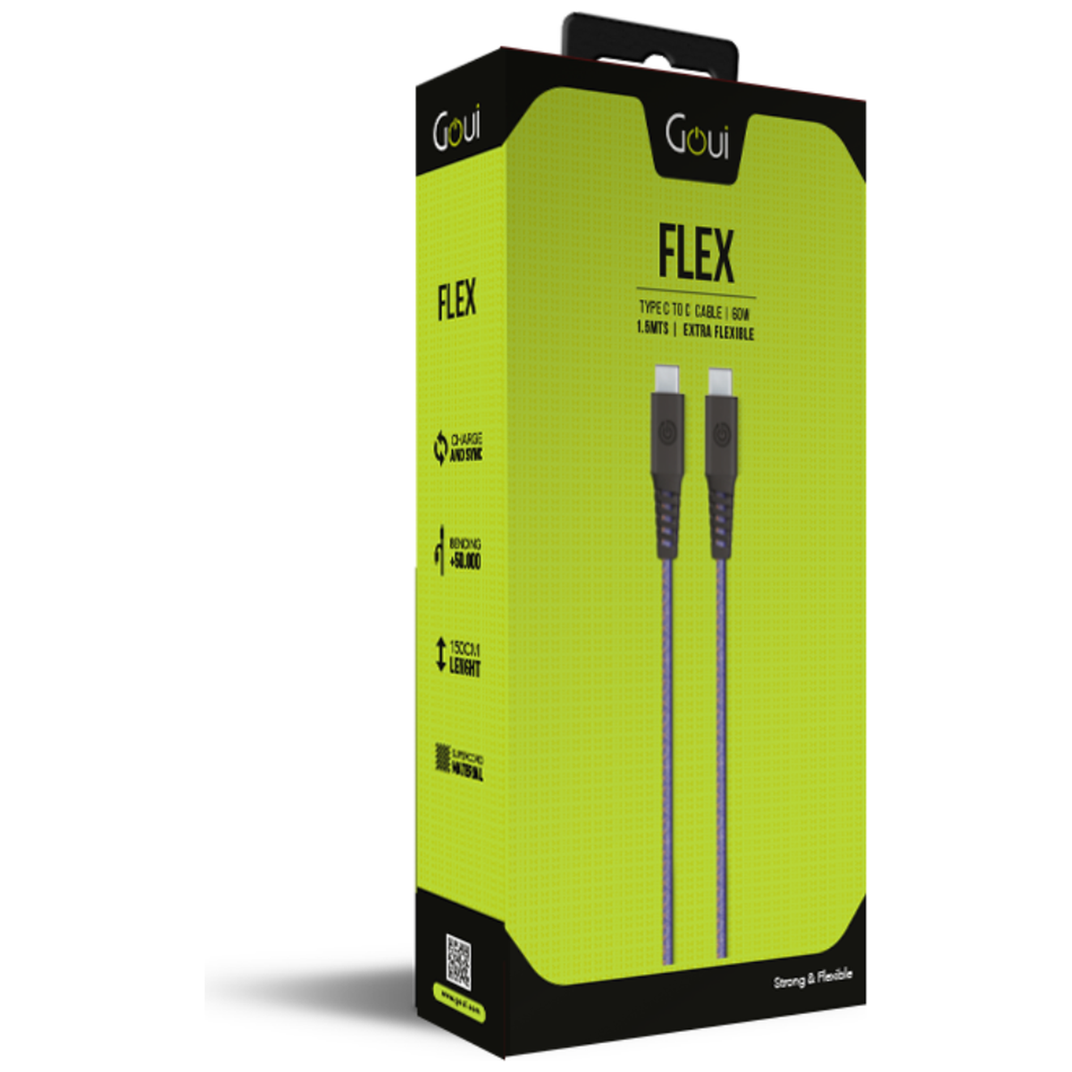 Goui Flex Câble Type-C vers Type-C (1,5m) 60W – Bleu Jean - Photo 2