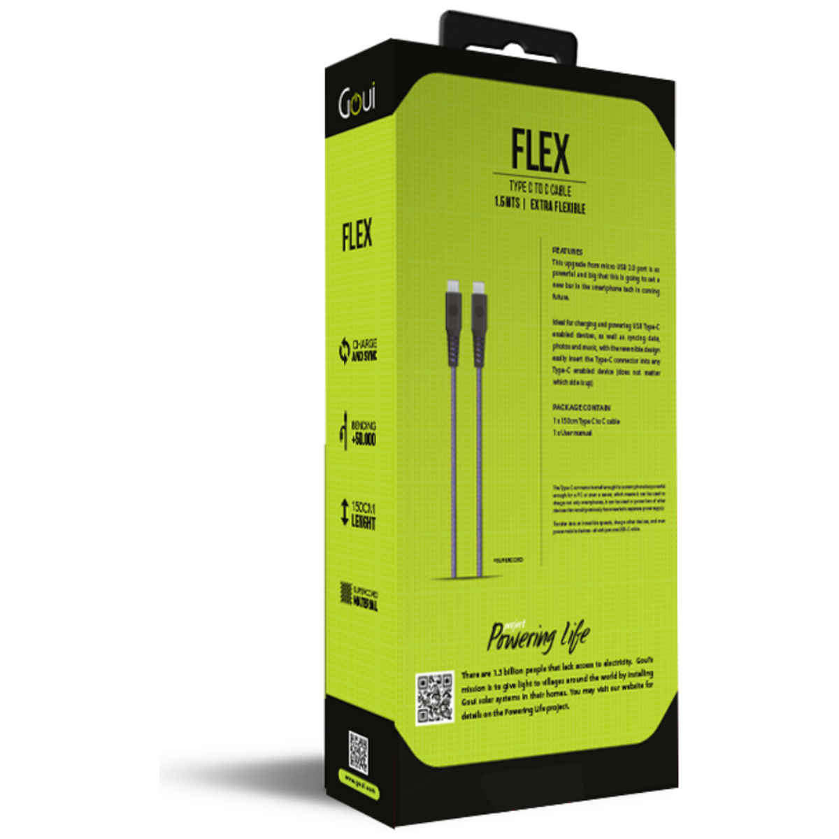 Goui Flex Câble Type-C vers Type-C (1,5m) 60W – Bleu Jean - Photo 3