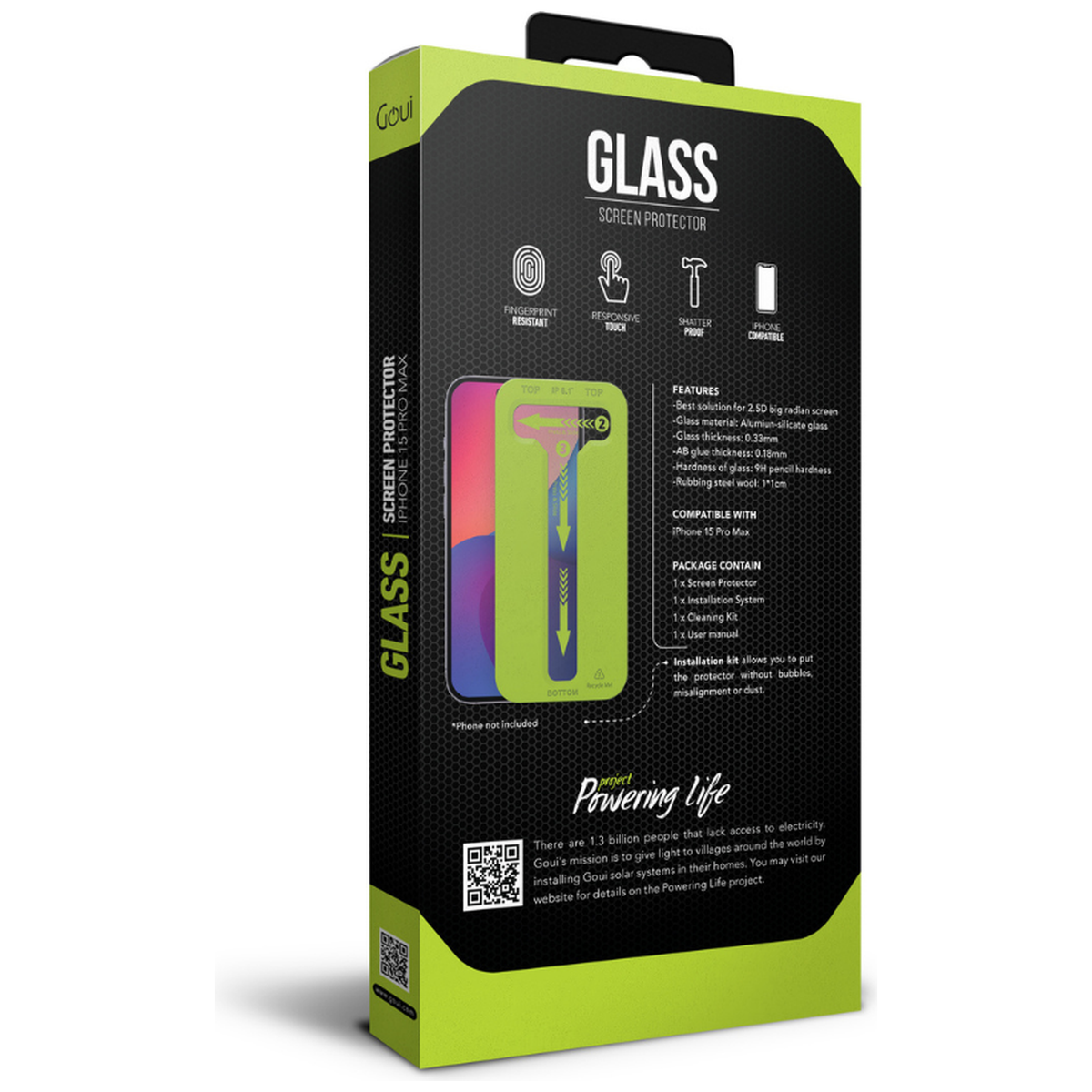 Goui incassable pour iPhone 15 Pro Max Clear Glass avec Kit Installation Inclus - Photo 3