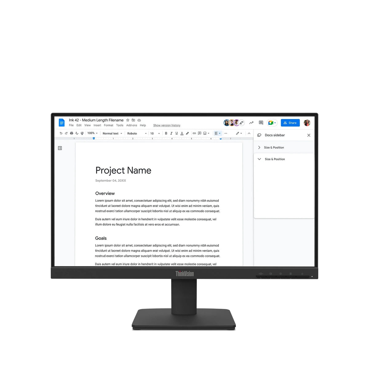 Moniteur Lenovo ThinkVision S22-4e 21.5" FHD VA 100Hz - vue de face