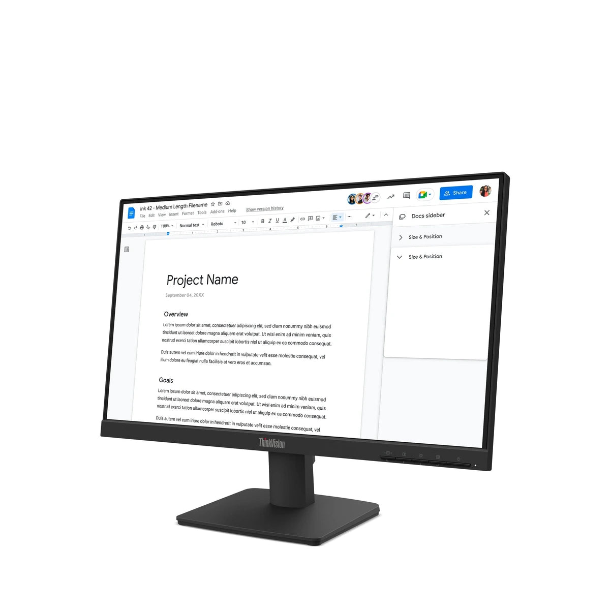 Moniteur Lenovo ThinkVision S22-4e 21.5" FHD VA 100Hz - vue de profil