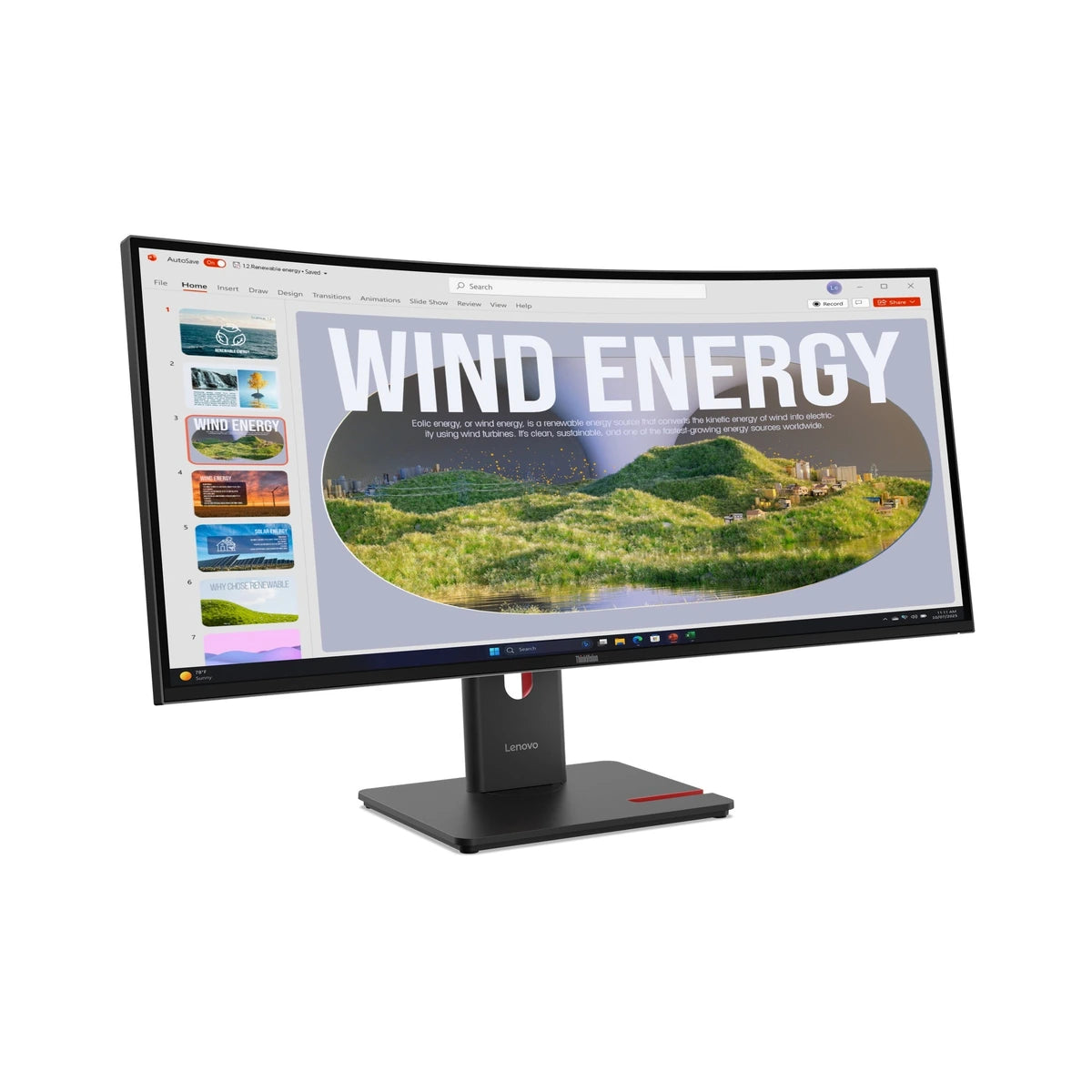 Moniteur Lenovo ThinkVision T34WD-40 Incurvé 34" WQHD VA 120Hz - vue arrière