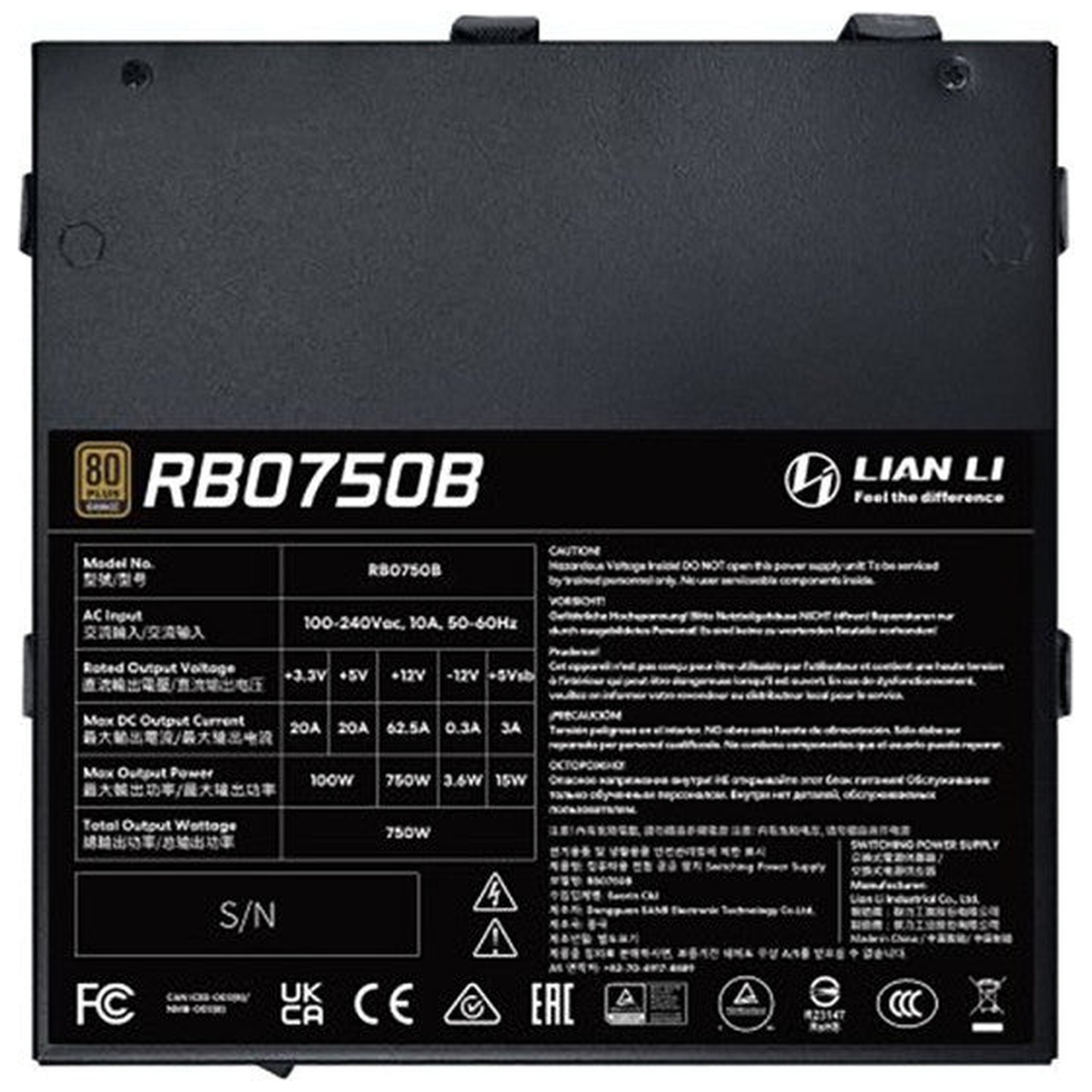 Lian Li RB Series 80PLUS Bronze 750W (Black)