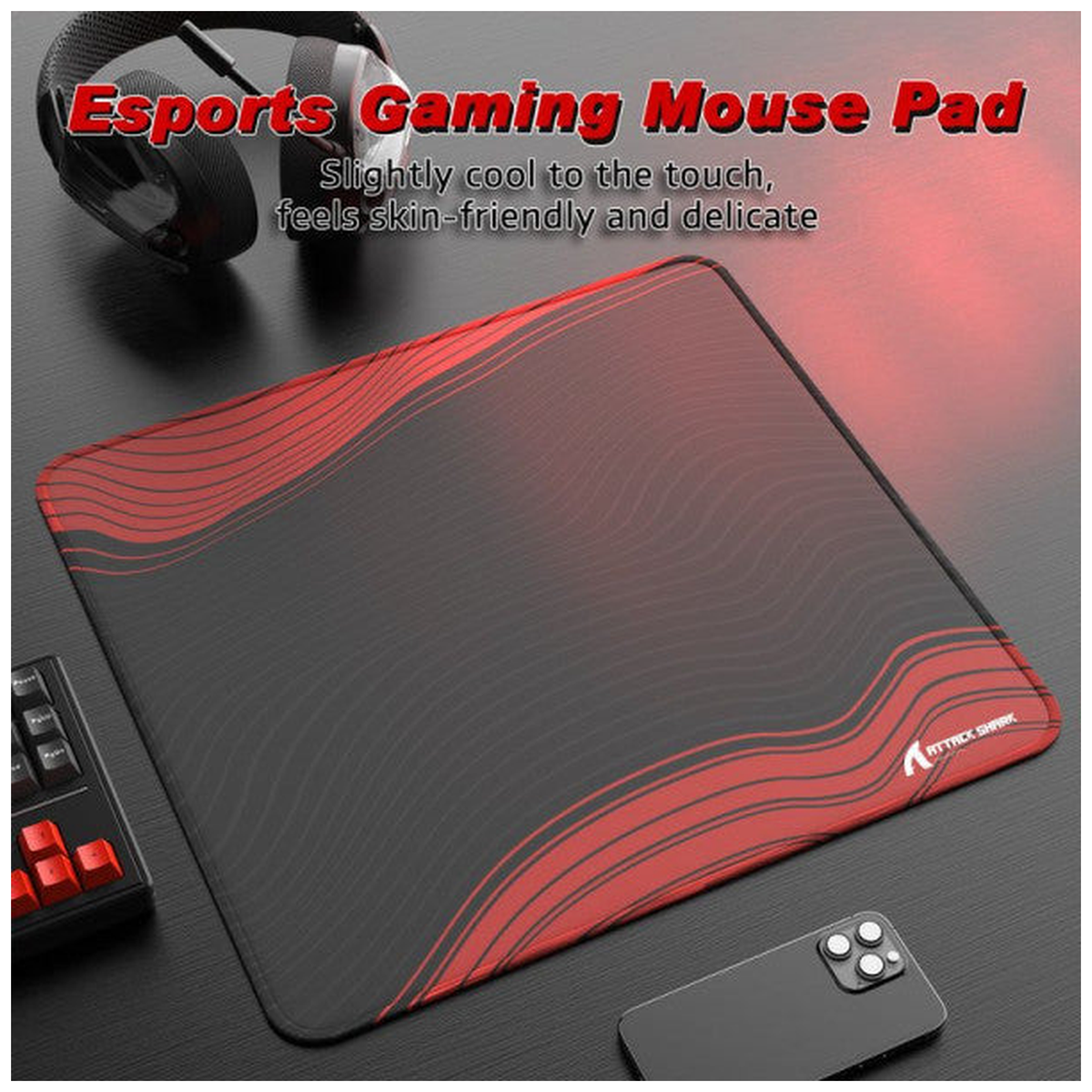 ATTACK SHARK CM02 Gaming Mouse Pad ( Black&Red)