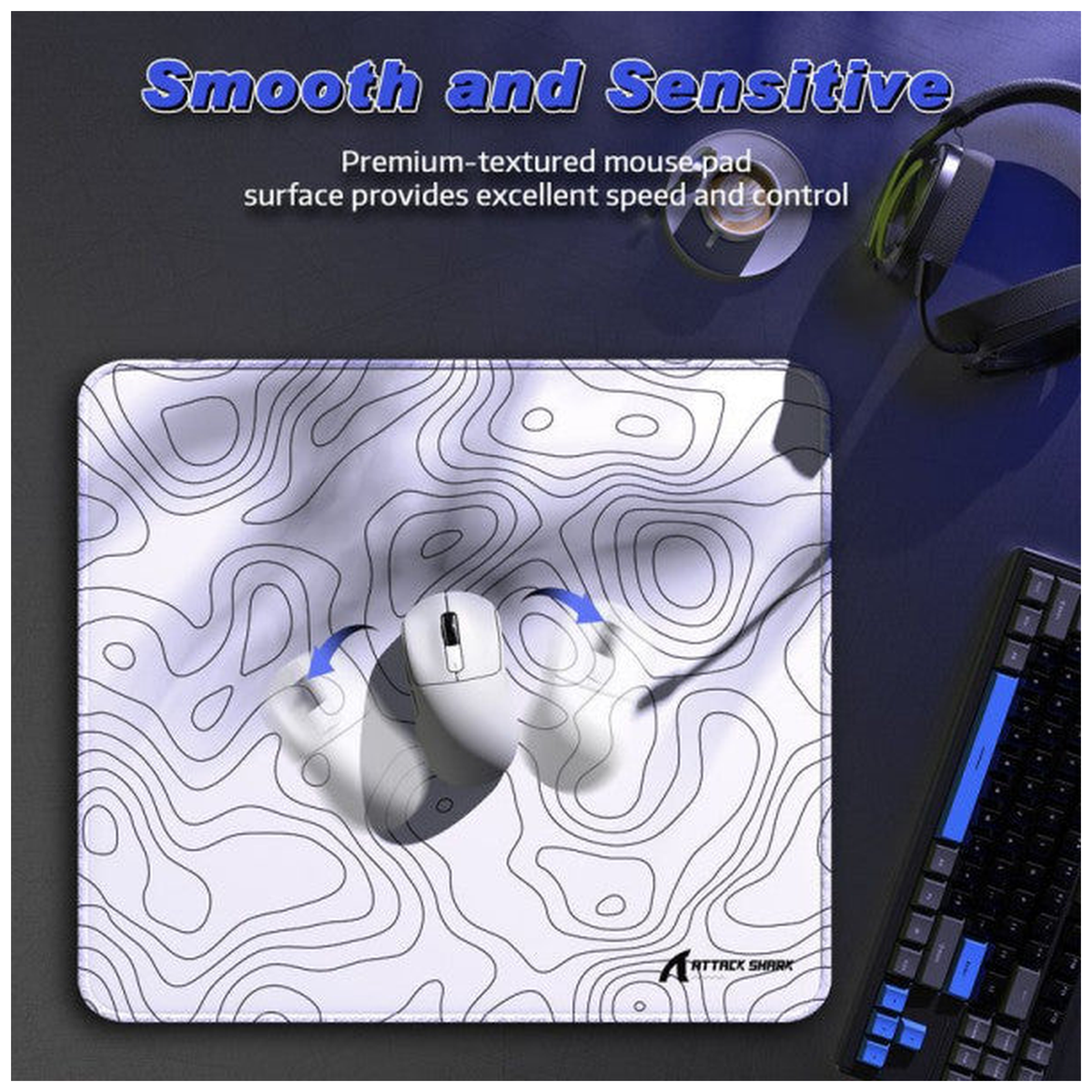 ATTACK SHARK CM02 Gaming Mouse Pad (White)