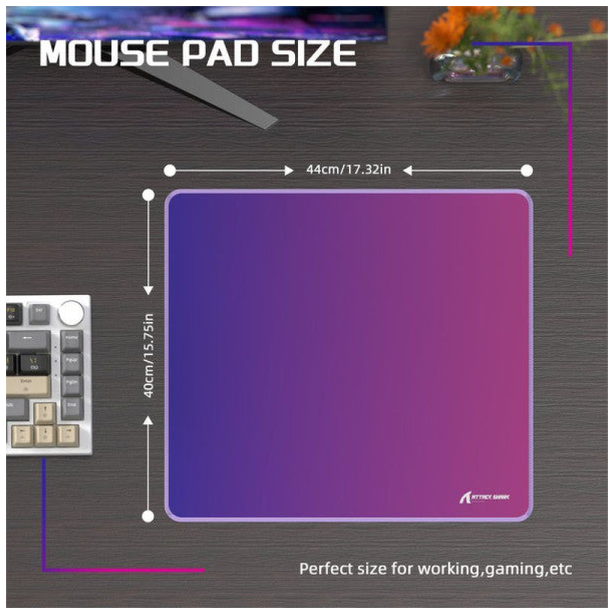 ATTACK SHARK CM03 Gaming Mouse Pad (Purple/Blue)