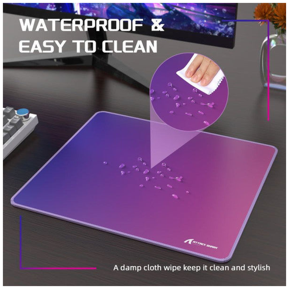 ATTACK SHARK CM03 Gaming Mouse Pad (Purple/Blue)