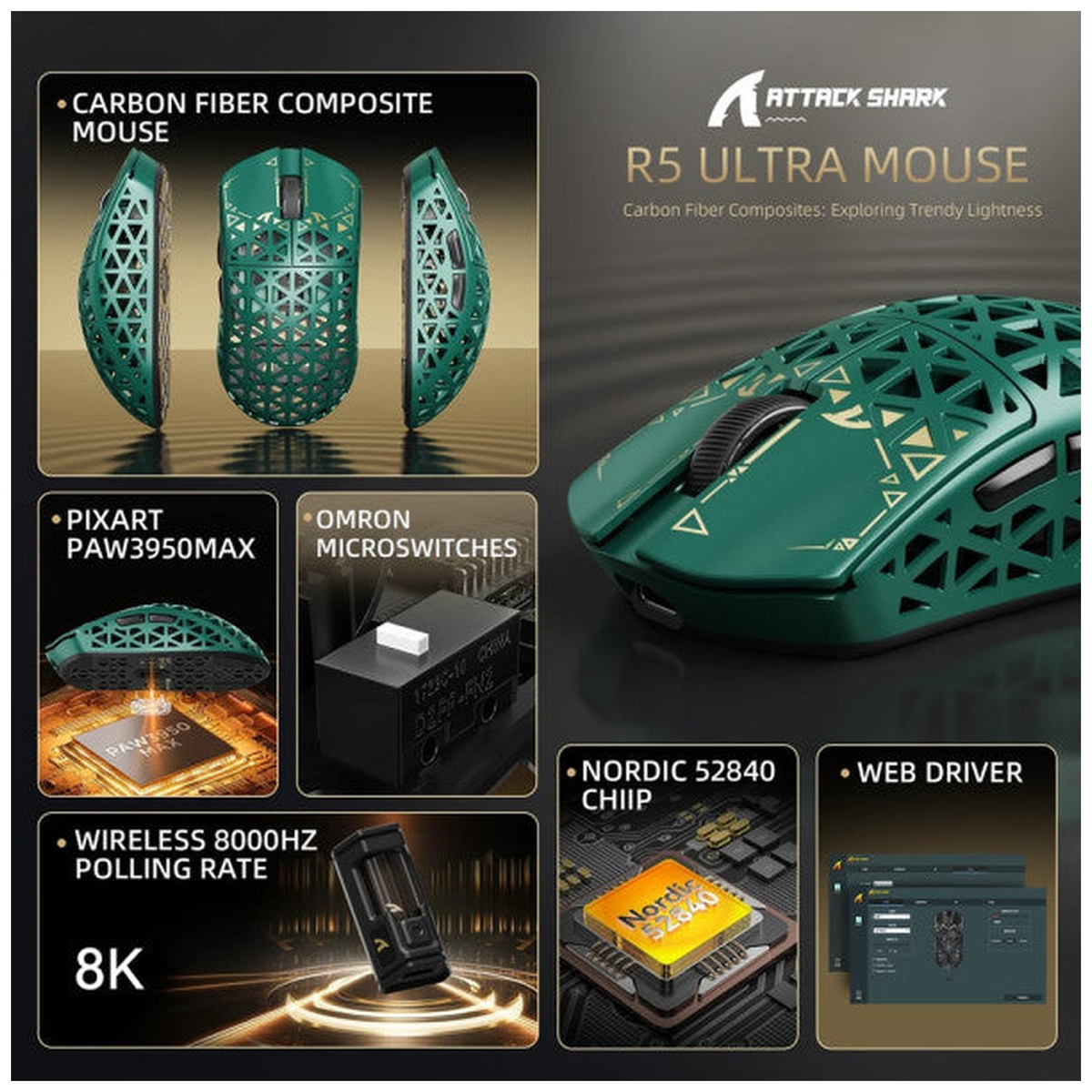 ATTACK SHARK R5 Ultra (Green)