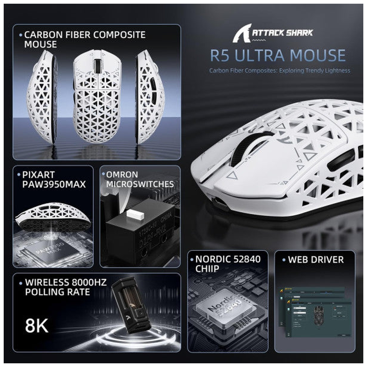 ATTACK SHARK R5 Ultra (White)