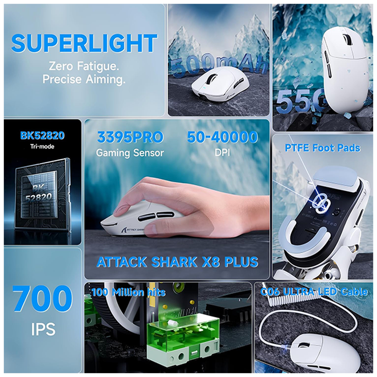 ATTACK SHARK X8PLUS (White)