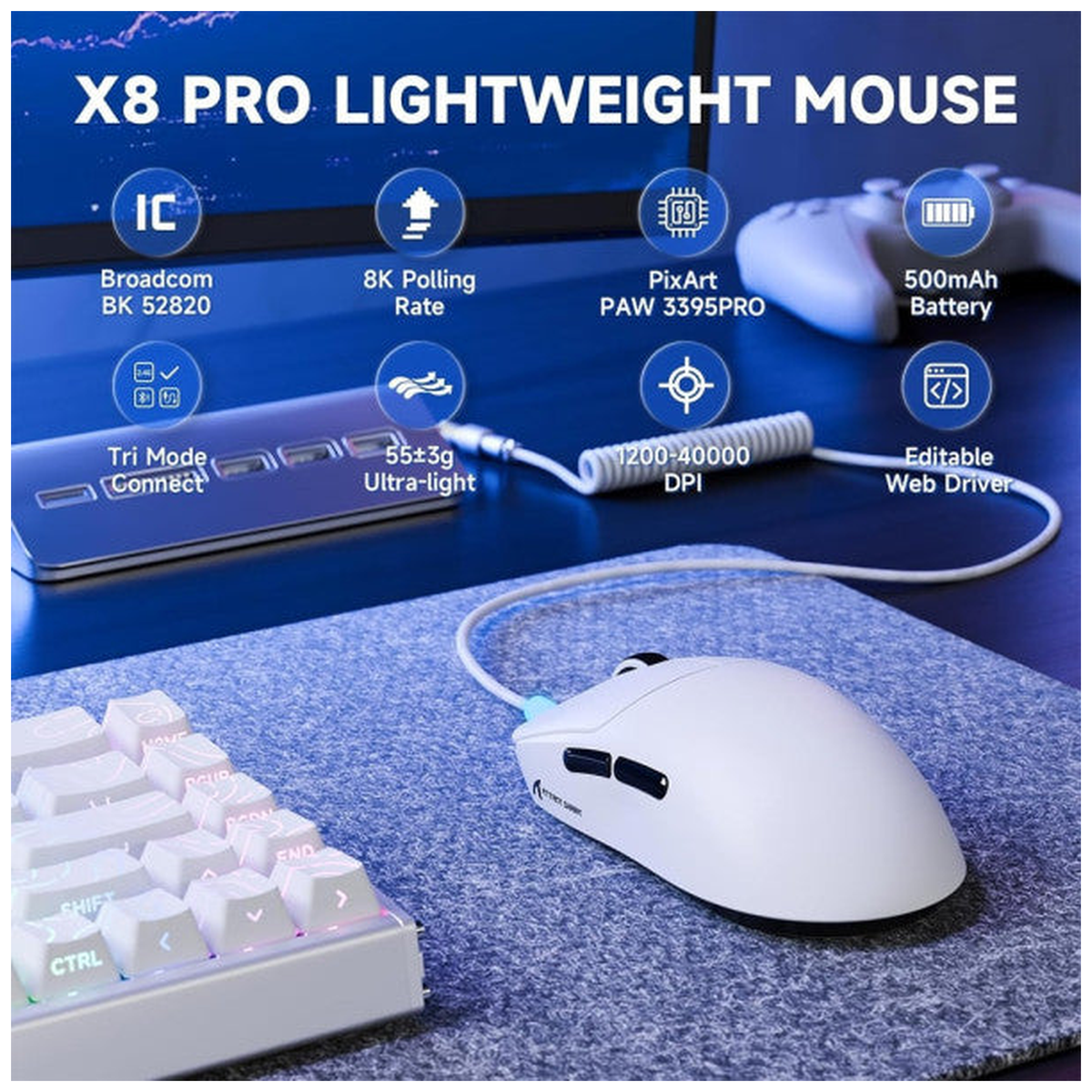 ATTACK SHARK X8PRO (White)