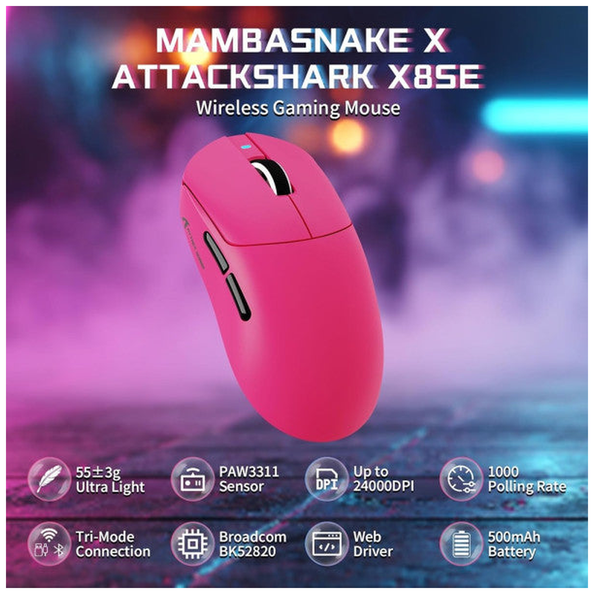 ATTACK SHARK X8SE (Berry Red)