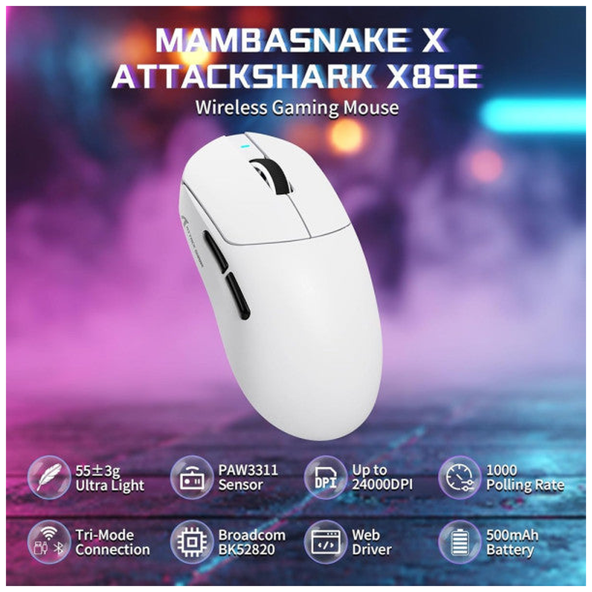 ATTACK SHARK X8SE (White)