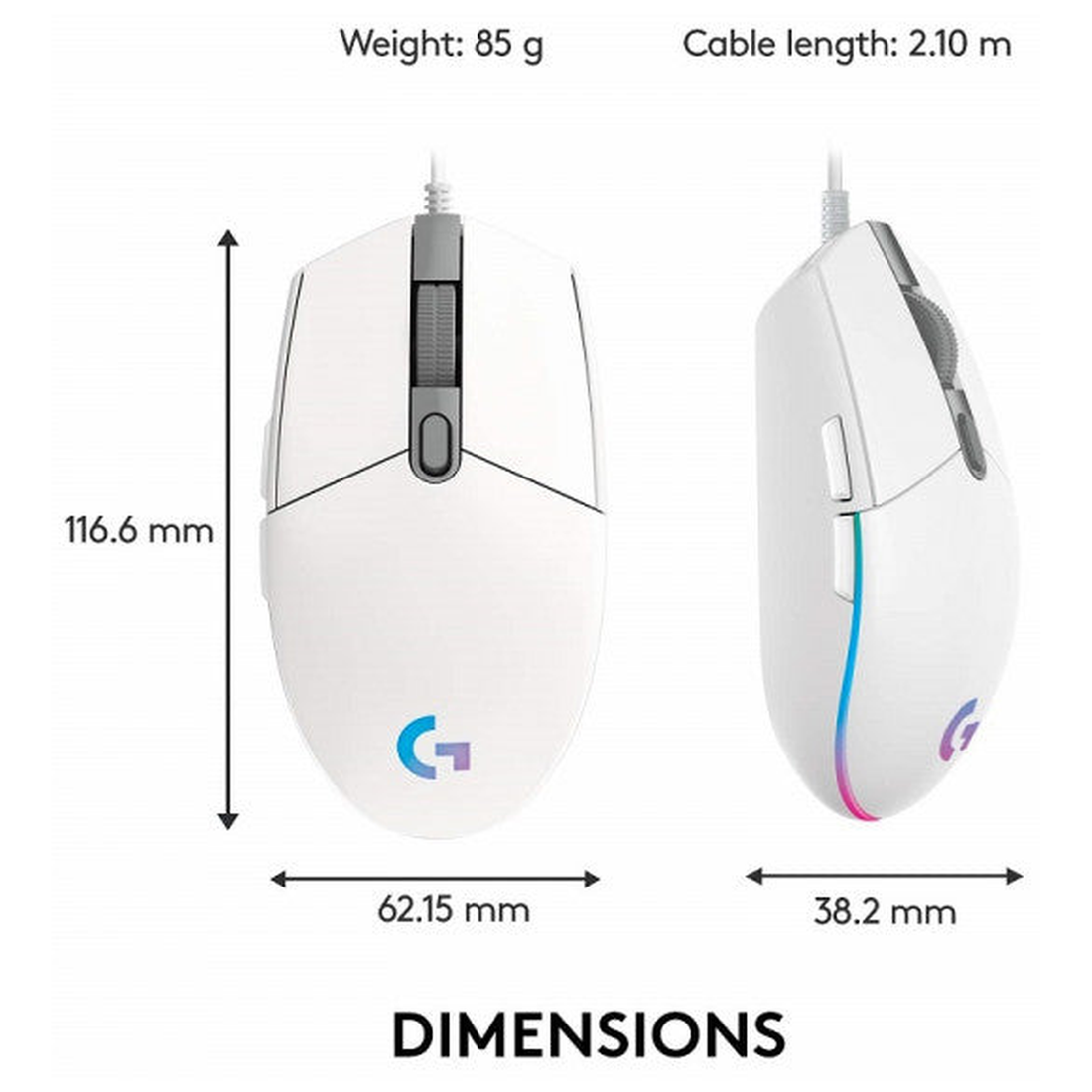 Logitech G102 LightSync RGB (Blanc)