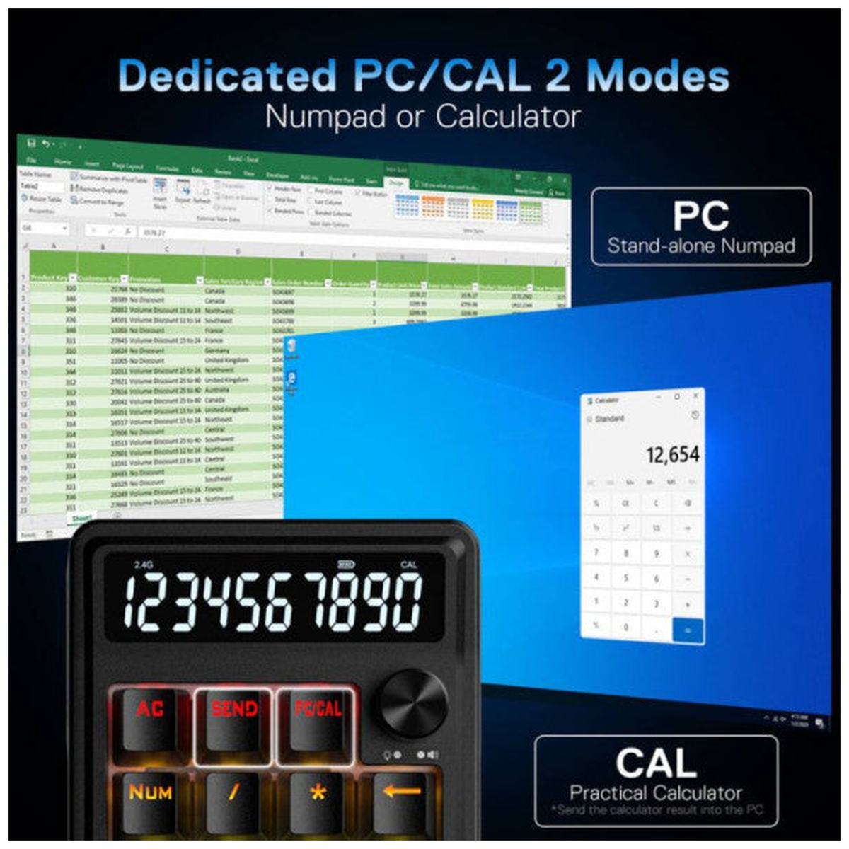 Redragon COVE K733 Tri-mode Mechanical Calculator Keyboard