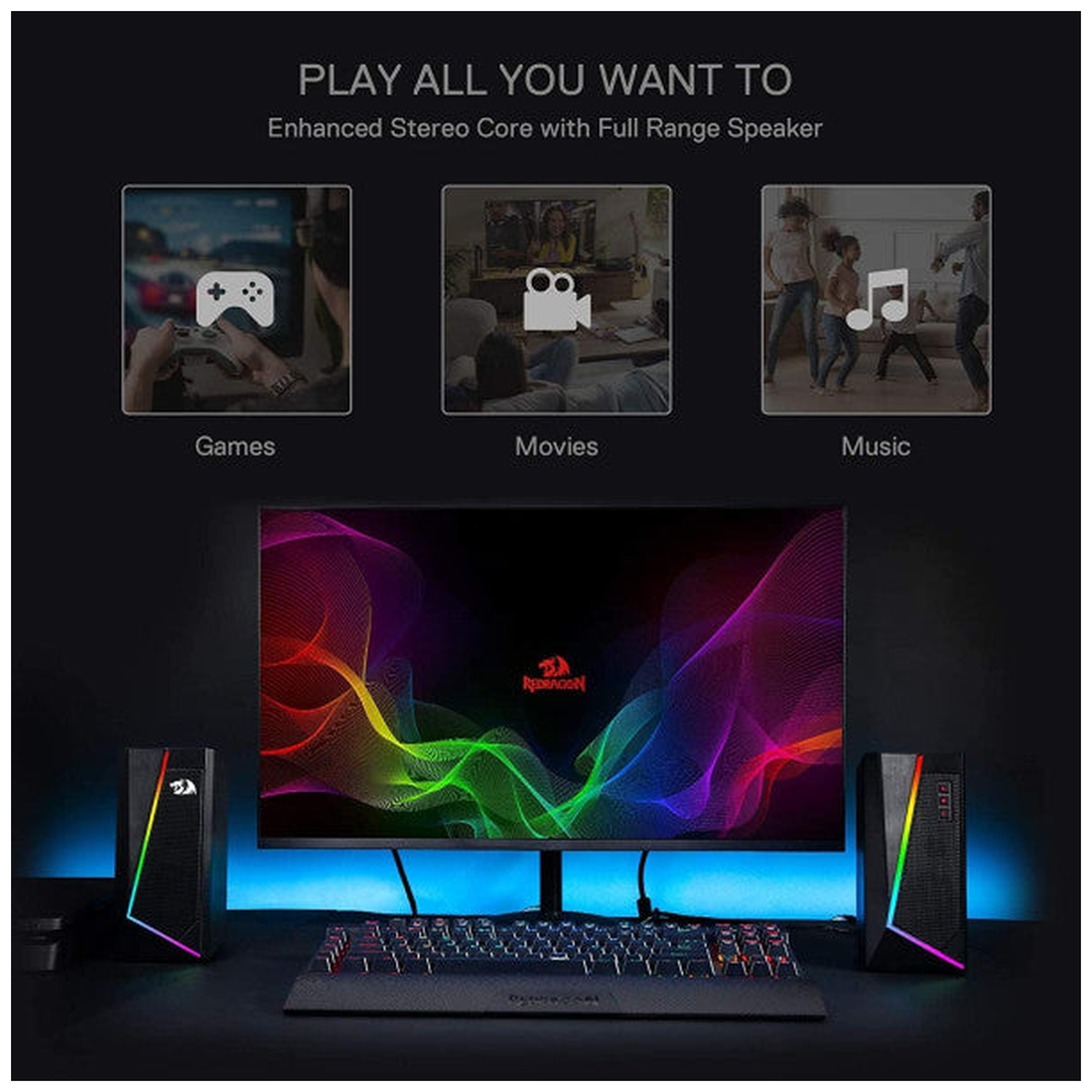 Redragon GS520 Anvil RGB Desktop Speakers 2.0