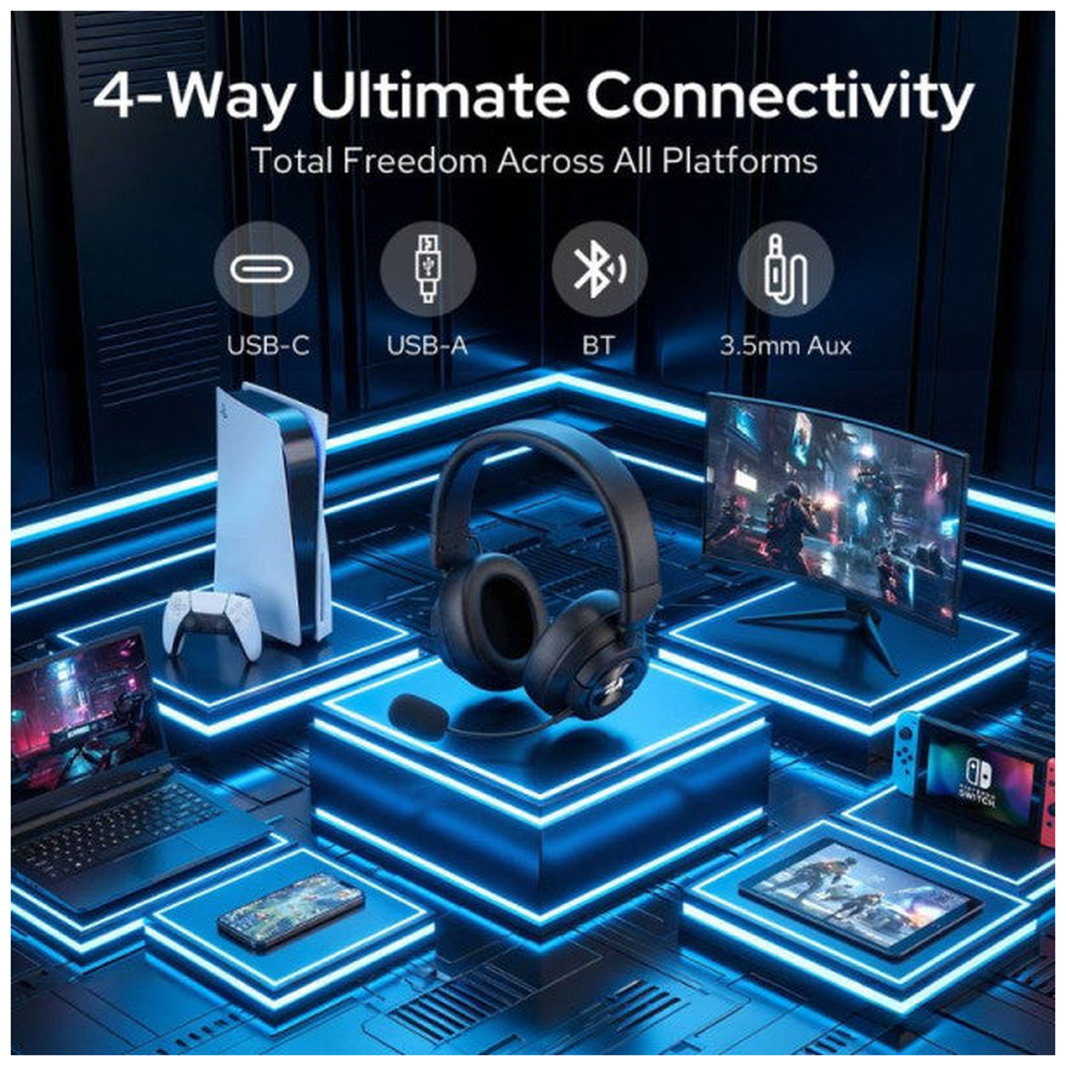 Redragon H889 Wireless Gaming Headset 4-in-1 (BLACK)