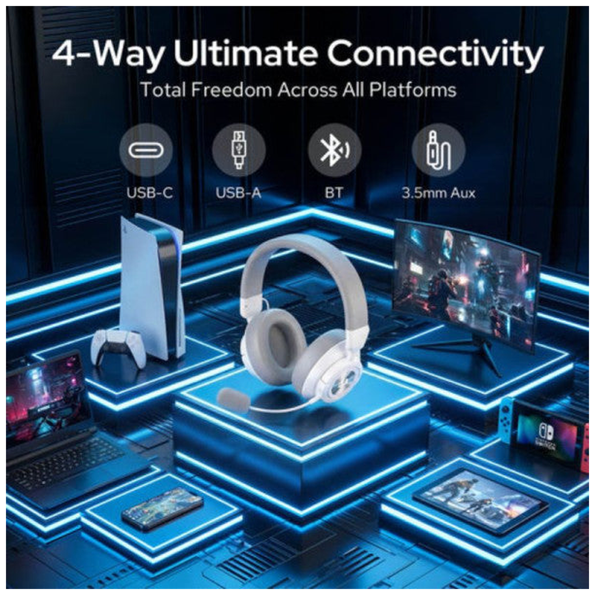 Redragon H889 Wireless Gaming Headset 4-in-1 (WHITE)