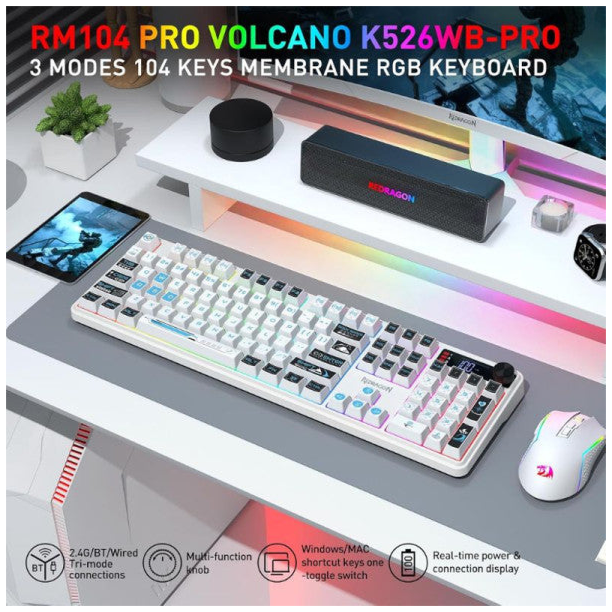 Redragon K526 PRO RGB White-Black