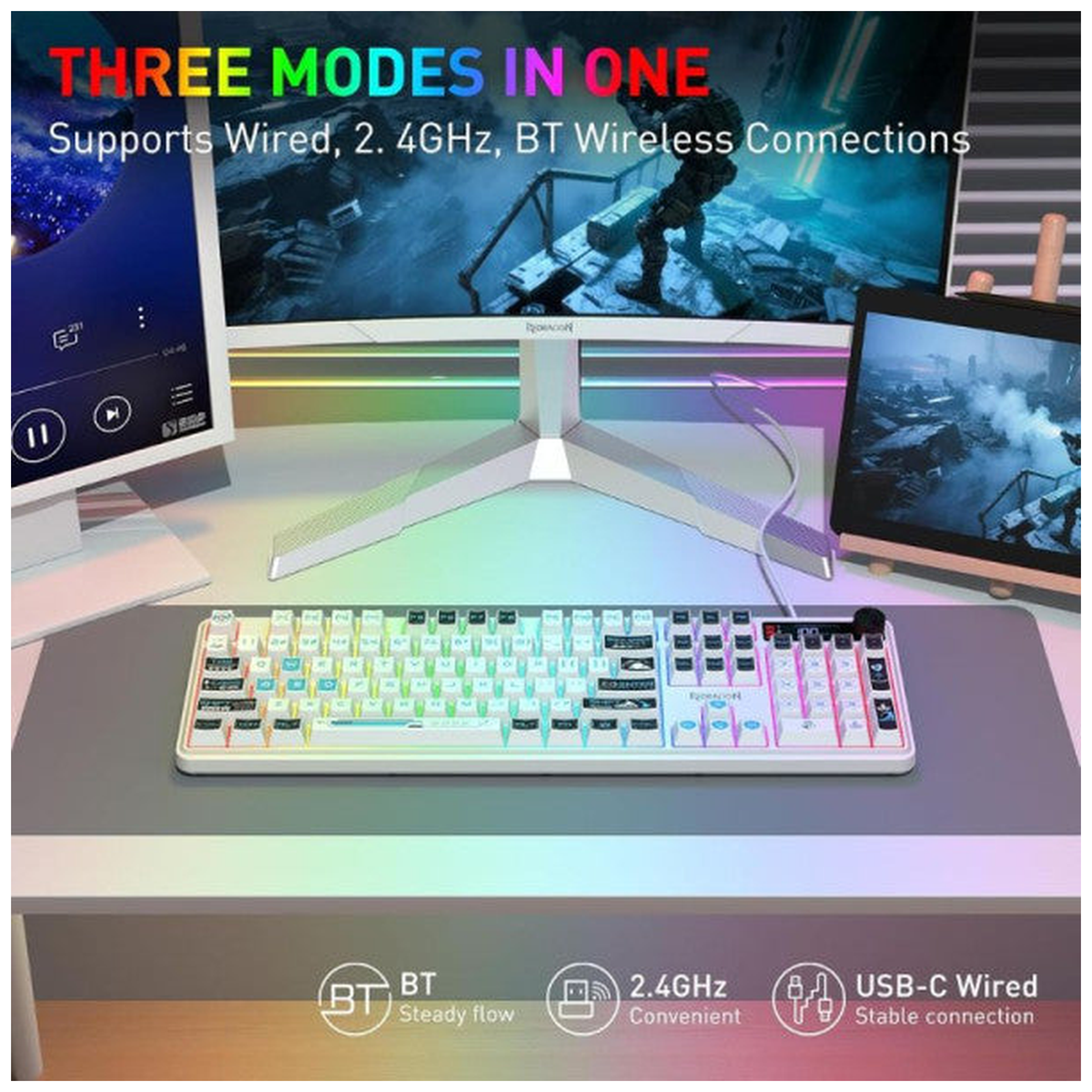 Redragon K526 PRO RGB White-Black