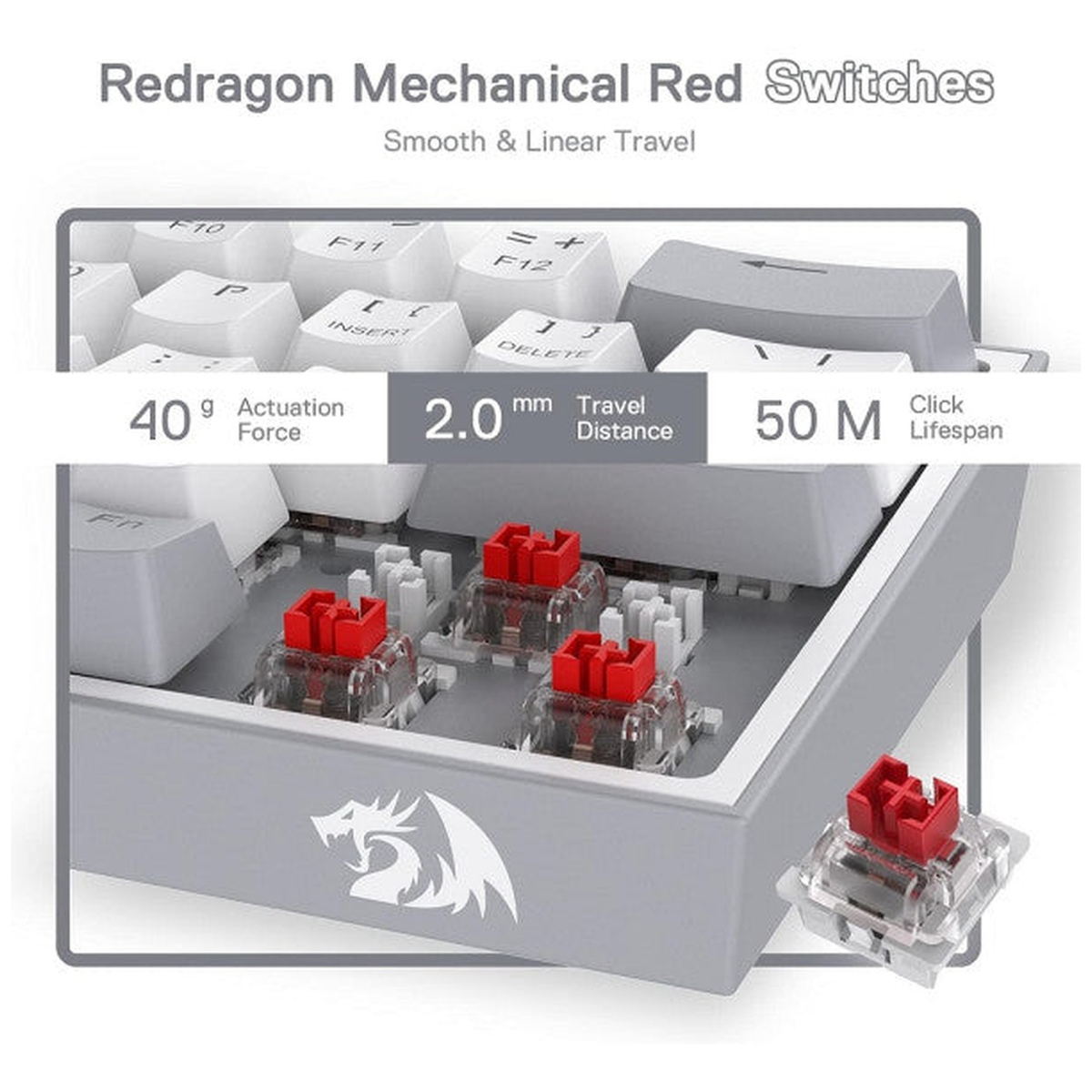 Redragon K617 Fizz 60% RGB Red Switches (White/Gray)