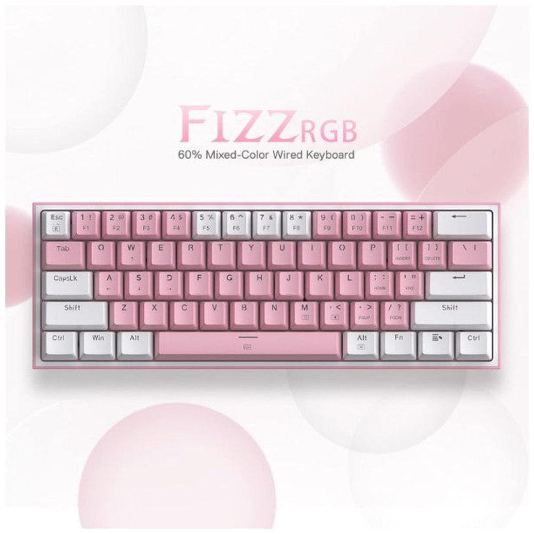 Redragon K617 Fizz 60% RGB Red Switches (White/Pink)
