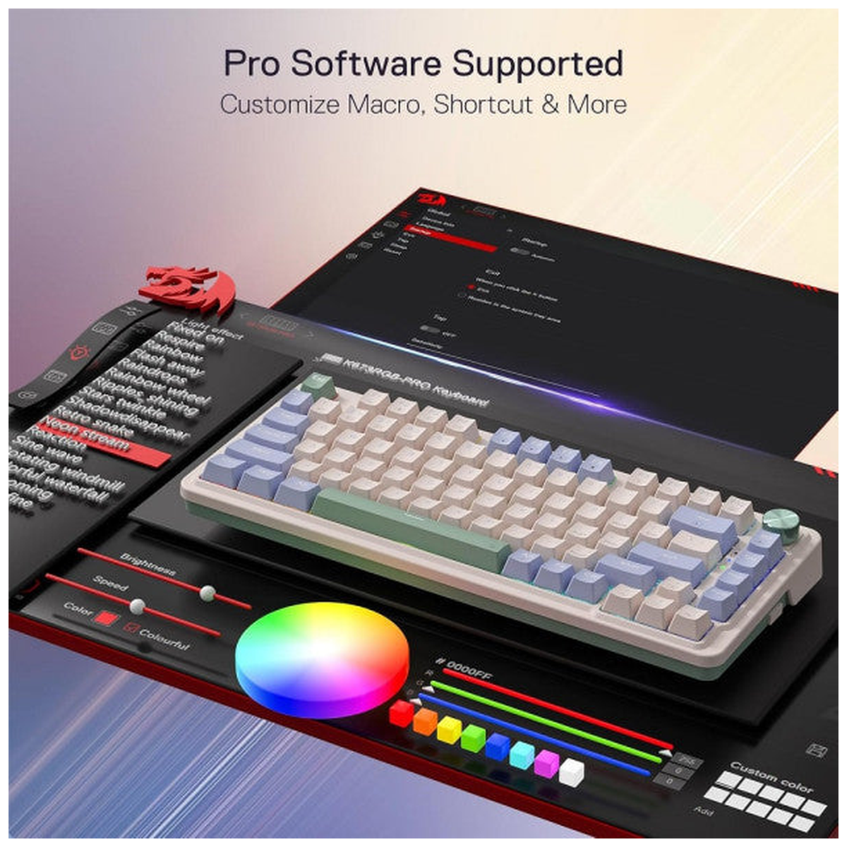 Redragon K673 PRO 75% Wireless RGB Red Switches (Vintage Blue)